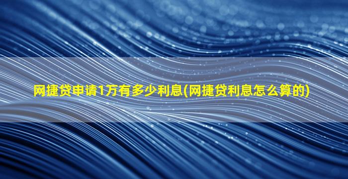 网捷贷申请1万有多少利息(网捷贷利息怎么算的)