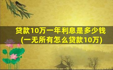 贷款10万一年利息是多少钱(一无所有怎么贷款10万)