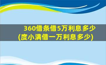 360借条借5万利息多少(度小满借一万利息多少)