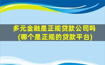 多元金融是正规贷款公司吗(哪个是正规的贷款平台)