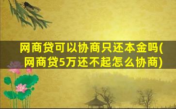 网商贷可以协商只还本金吗(网商贷5万还不起怎么协商)