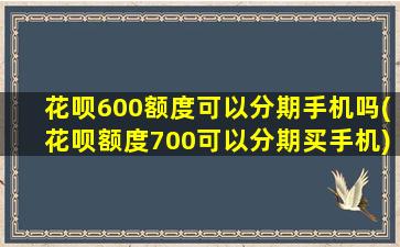 花呗600额度可以分期手机吗(花呗额度700可以分期买手机)