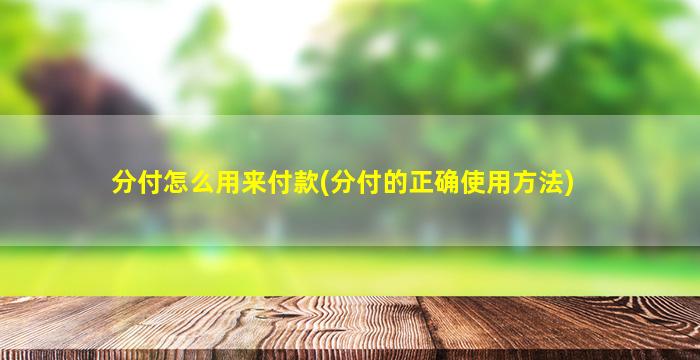 分付怎么用来付款(分付的正确使用方法)