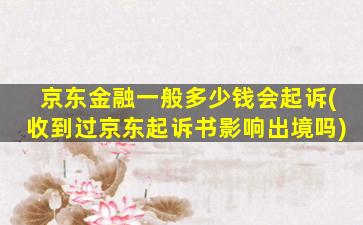 京东金融一般多少钱会起诉(收到过京东起诉书影响出境吗)