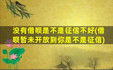 没有借呗是不是征信不好(借呗暂未开放到你是不是征信)