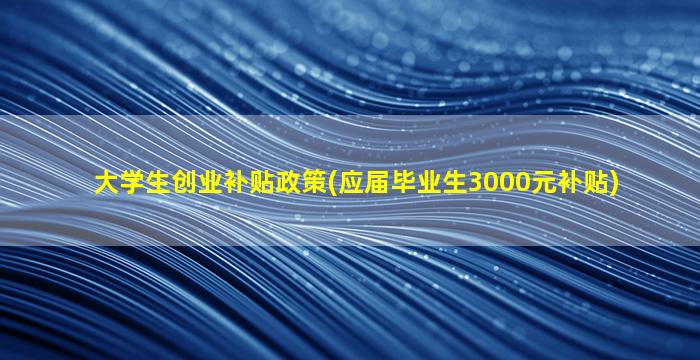 大学生创业补贴政策(应届毕业生3000元补贴)