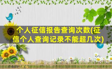 个人征信报告查询次数(征信个人查询记录不能超几次)