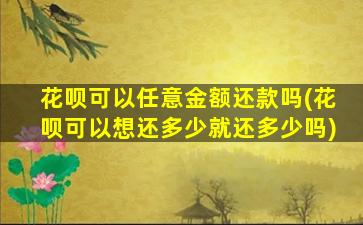 花呗可以任意金额还款吗(花呗可以想还多少就还多少吗)