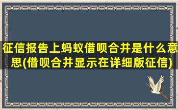 征信报告上蚂蚁借呗合并是什么意思(借呗合并显示在详细版征信)