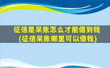 征信是呆账怎么才能借到钱(征信呆账哪里可以借钱)