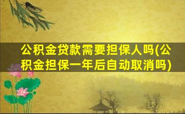 公积金贷款需要担保人吗(公积金担保一年后自动取消吗)