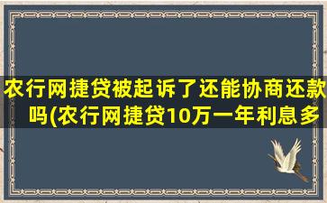 农行网捷贷被起诉了还能协商还款吗(农行网捷贷10万一年利息多少)