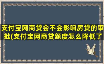 支付宝网商贷会不会影响房贷的审批(支付宝网商贷额度怎么降低了)