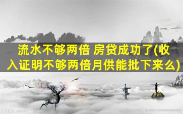 流水不够两倍 房贷成功了(收入证明不够两倍月供能批下来么)