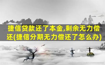 捷信贷款还了本金,剩余无力偿还(捷信分期无力偿还了怎么办)