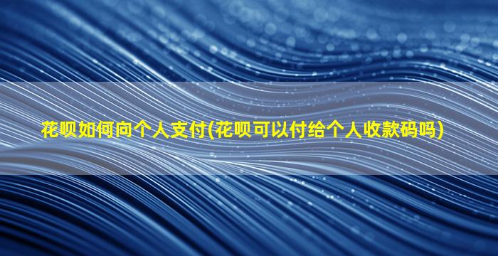 花呗如何向个人支付(花呗可以付给个人收款码吗)