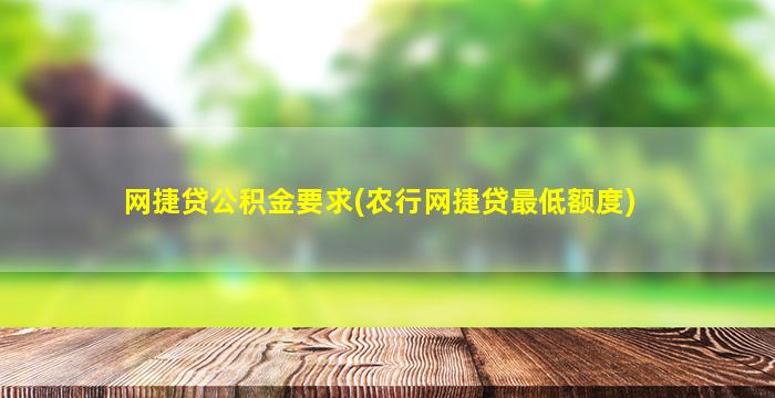 网捷贷公积金要求(农行网捷贷最低额度)