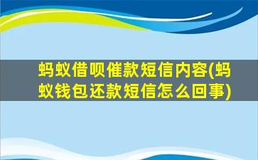 蚂蚁借呗催款短信内容(蚂蚁钱包还款短信怎么回事)