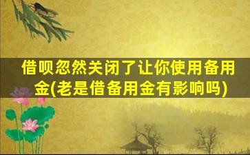 借呗忽然关闭了让你使用备用金(老是借备用金有影响吗)