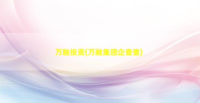 万融投资(万融集团企查查)