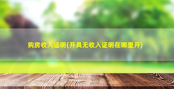 购房收入证明(开具无收入证明在哪里开)