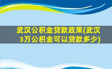 武汉公积金贷款政策(武汉3万公积金可以贷款多少)