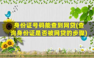 身份证号码能查到网贷(查询身份证是否被网贷的步骤)