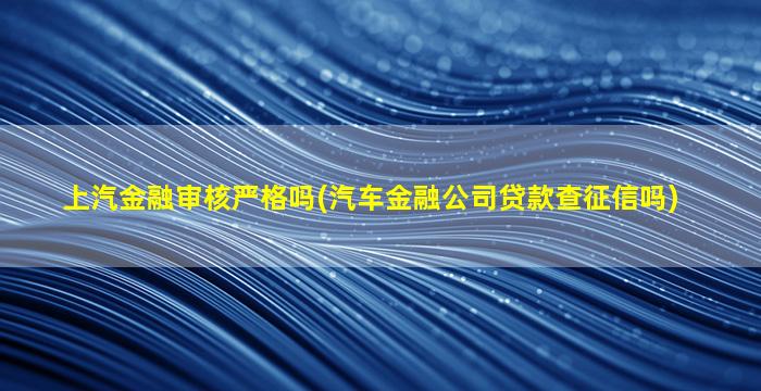 上汽金融审核严格吗(汽车金融公司贷款查征信吗)