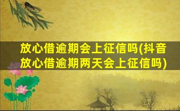 放心借逾期会上征信吗(抖音放心借逾期两天会上征信吗)