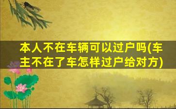 本人不在车辆可以过户吗(车主不在了车怎样过户给对方)