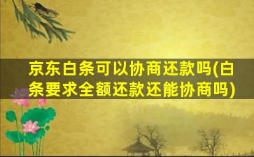 京东白条可以协商还款吗(白条要求全额还款还能协商吗)