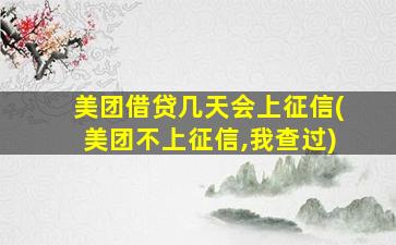 美团借贷几天会上征信(美团不上征信,我查过)