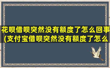 花呗借呗突然没有额度了怎么回事(支付宝借呗突然没有额度了怎么办)