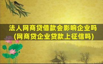 法人网商贷借款会影响企业吗(网商贷企业贷款上征信吗)