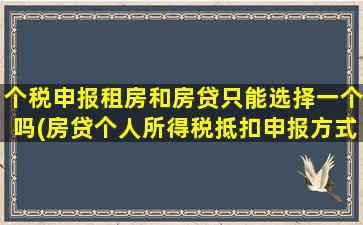 个税申报租房和房贷只能选择一个吗(房贷个人所得税抵扣申报方式)