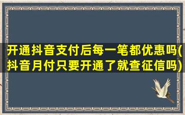 开通抖音支付后每一笔都优惠吗(抖音月付只要开通了就查征信吗)