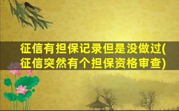 征信有担保记录但是没做过(征信突然有个担保资格审查)