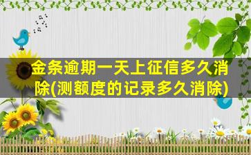 金条逾期一天上征信多久消除(测额度的记录多久消除)