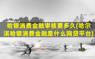 哈银消费金融审核要多久(哈尔滨哈银消费金融是什么网贷平台)