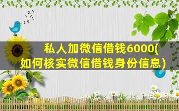 私人加微信借钱6000(如何核实微信借钱身份信息)