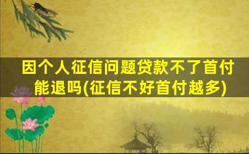 因个人征信问题贷款不了首付能退吗(征信不好首付越多)