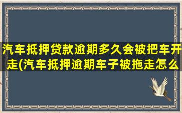 汽车抵押贷款逾期多久会被把车开走(汽车抵押逾期车子被拖走怎么办)