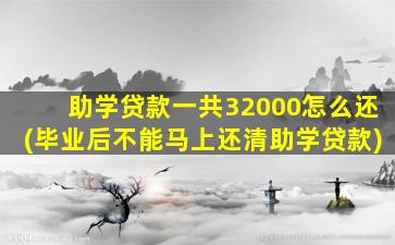 助学贷款一共32000怎么还(毕业后不能马上还清助学贷款)