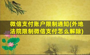 微信支付账户限制通知(外地法院限制微信支付怎么解除)