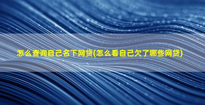 怎么查询自己名下网贷(怎么看自己欠了哪些网贷)