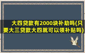 大四贷款有2000块补助吗(只要大三贷款大四就可以领补贴吗)