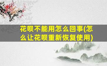 花呗不能用怎么回事(怎么让花呗重新恢复使用)