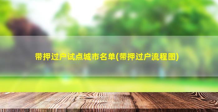 带押过户试点城市名单(带押过户流程图)