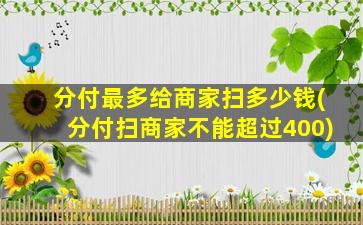 分付最多给商家扫多少钱(分付扫商家不能超过400)