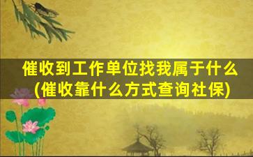 催收到工作单位找我属于什么(催收靠什么方式查询社保)